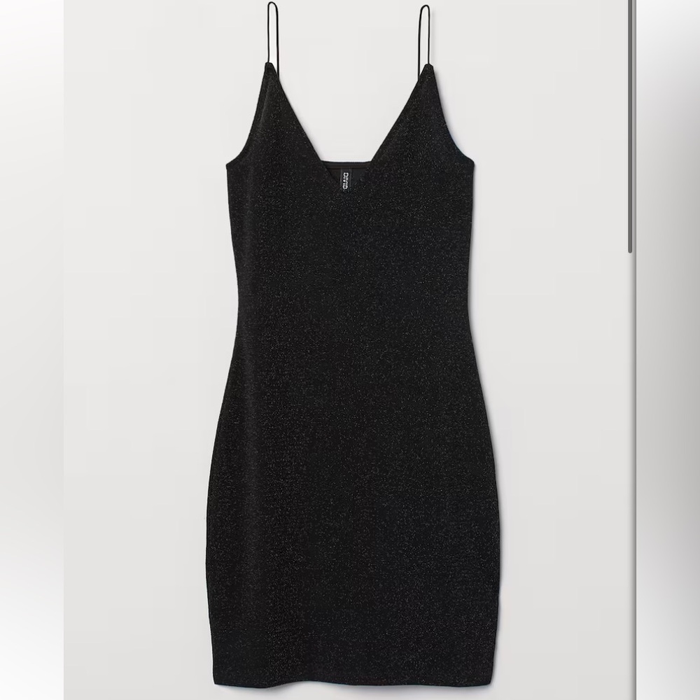 H&M Divided Black Glitter Velvet Mini Dress